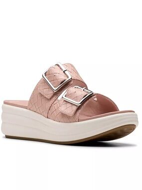 Clarks Women's Drift Buckle Medium Wedge Slide Sandal